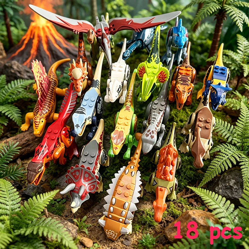 Jurassic Dino Bausteine-Set Mini-Dinosaurier-Figuren Weltmodell Bausteine Spielzeug für Jungen Mädchen Lehrreiches Kinder-Geburtstagsgeschenk