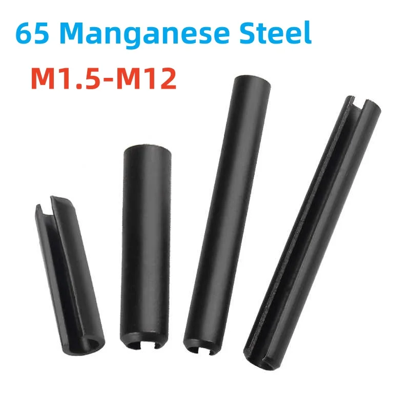 Spring-Type Straight Pins M1.5 M2 M2.5 M3 M4 M5 M6-M12 Black 65 Manganese Steel  Spring Elastic Cylindrical Cotter Pin Dowel