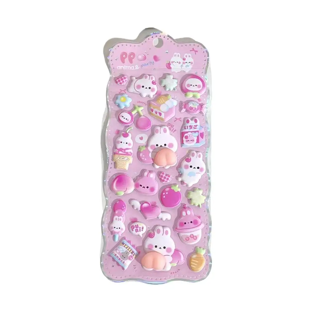 Cute 3D Bunny Stickers Soft Cute Butt Sticker Pinch Music 3D Children's Cartoon Animal Decompression Decoration DIY Sticker