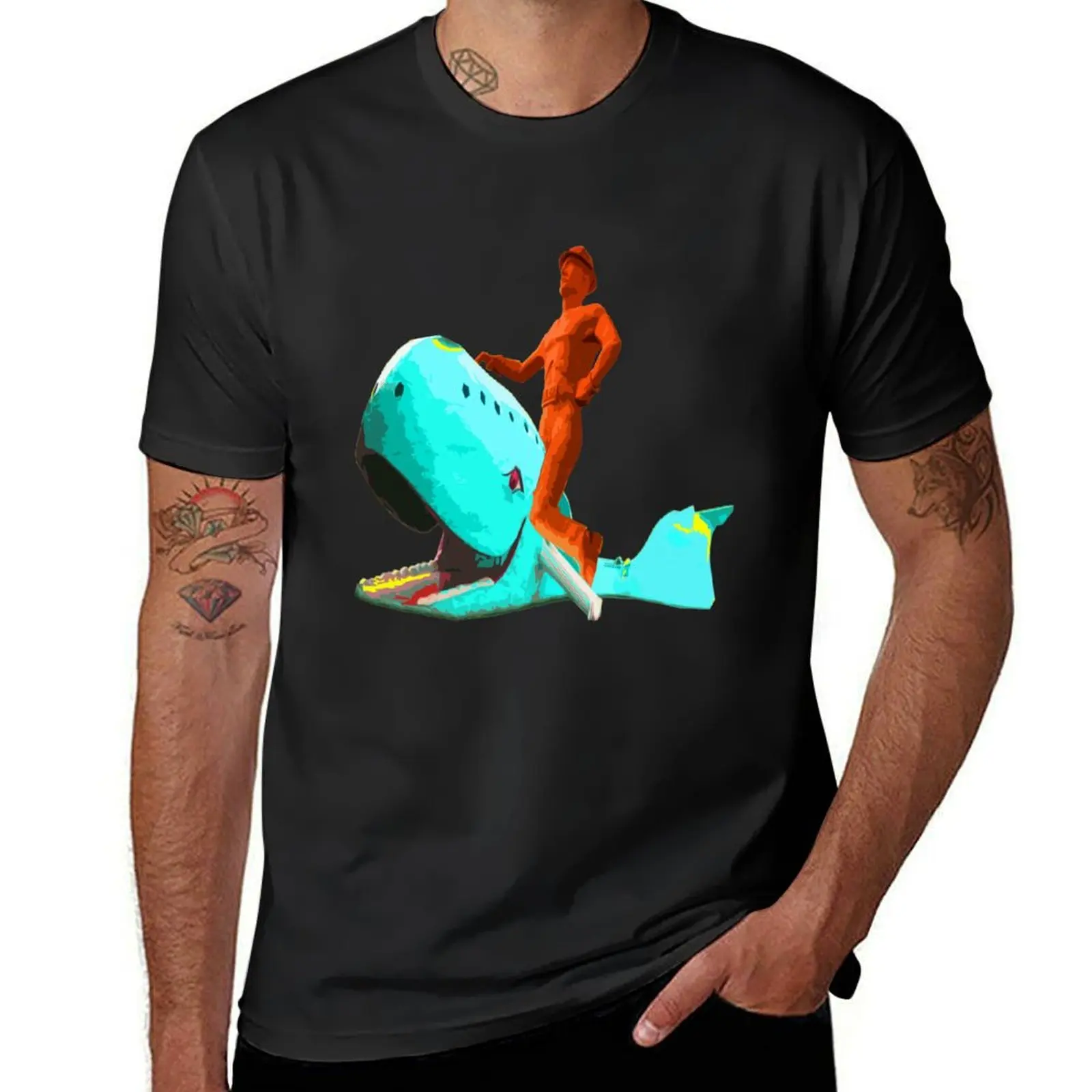 The Tulsa Driller Rides the Blue Whale T-Shirt cute tops korean fashion heavyweights boys whites mens champion t shirts