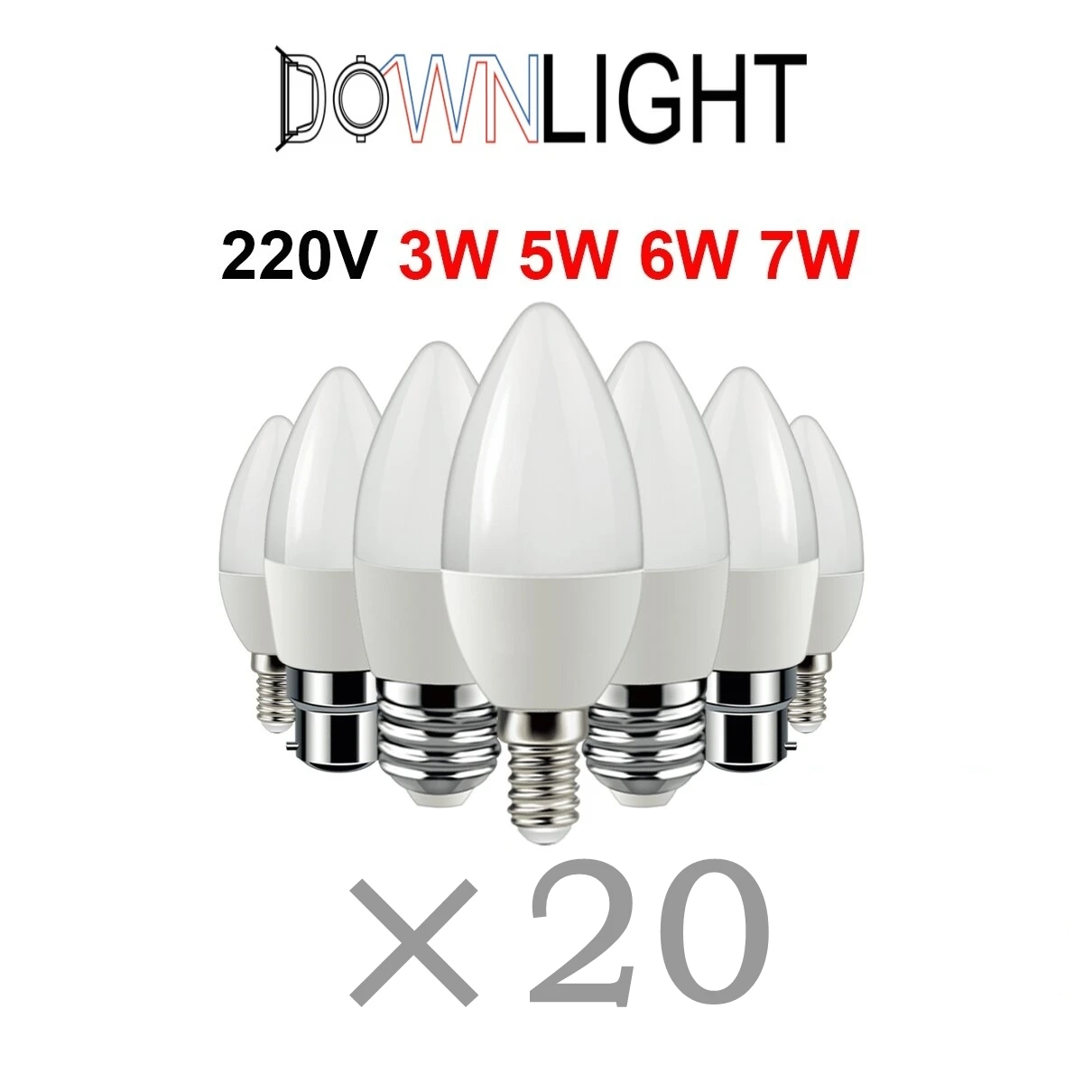 

20 Piece Led Candle Bulb C37 3w 5w 6w 7w Warm White Cold White Day Light B22 E14 E27 AC220v-240v 6000k For Home Decoration Lamp