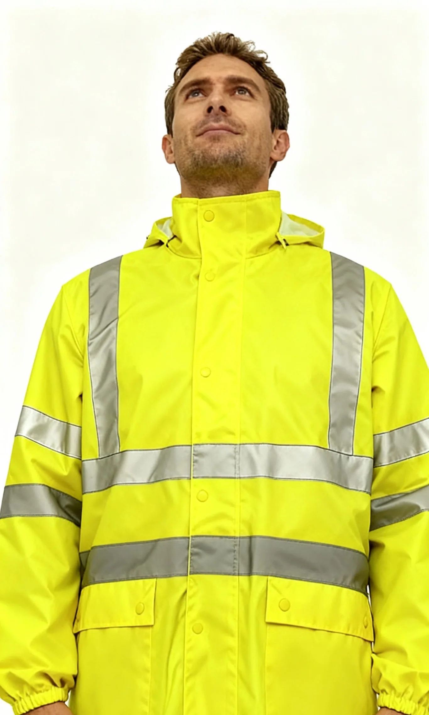 Men's Hi-Vis Reflective Waterproof Workwear - Work Jacket with Two Large Pockets, Plus Size Lightweight Work Clothing for Fishin