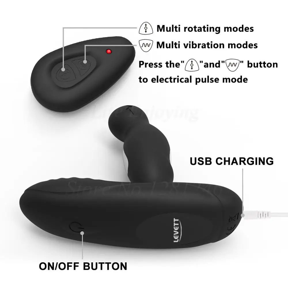 360°Rotation Electric Shock Pulse Male Prostate Massager Anal Vibrating Masturbator Butt Plug Vibrators Sex Toys For Men Women