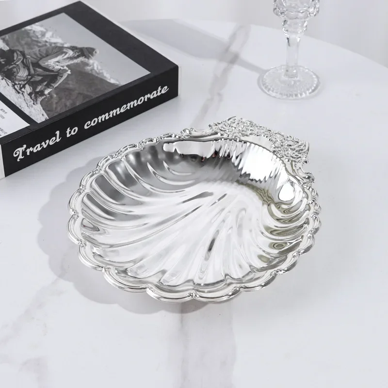 XL European Wrought Iron Shell Fruit Plate Household Living Room Tea Table Snacks Nut Cake Plate Jewelry Jewelry Decorative