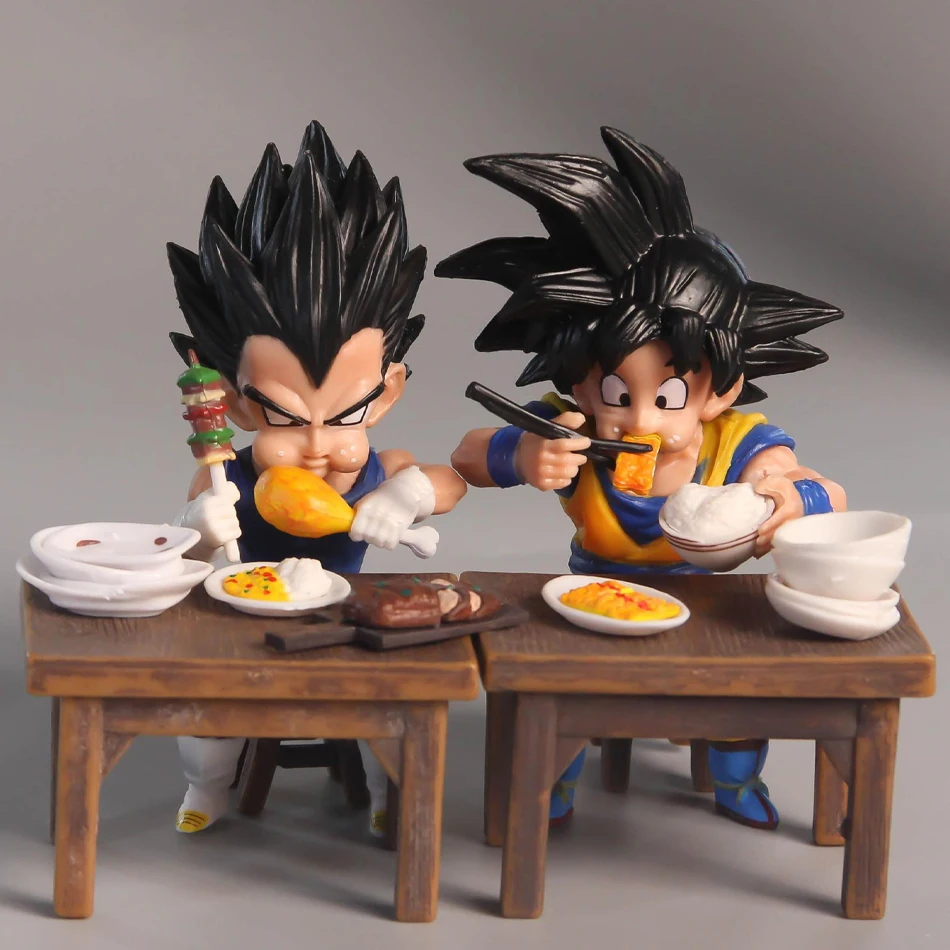 8cm Dragon Ball Z Figures Vegeta Anime Figure Son Goku Figurine Krillin Android 18 Dining Scene Pvc Action Models Kids Toy Gifts