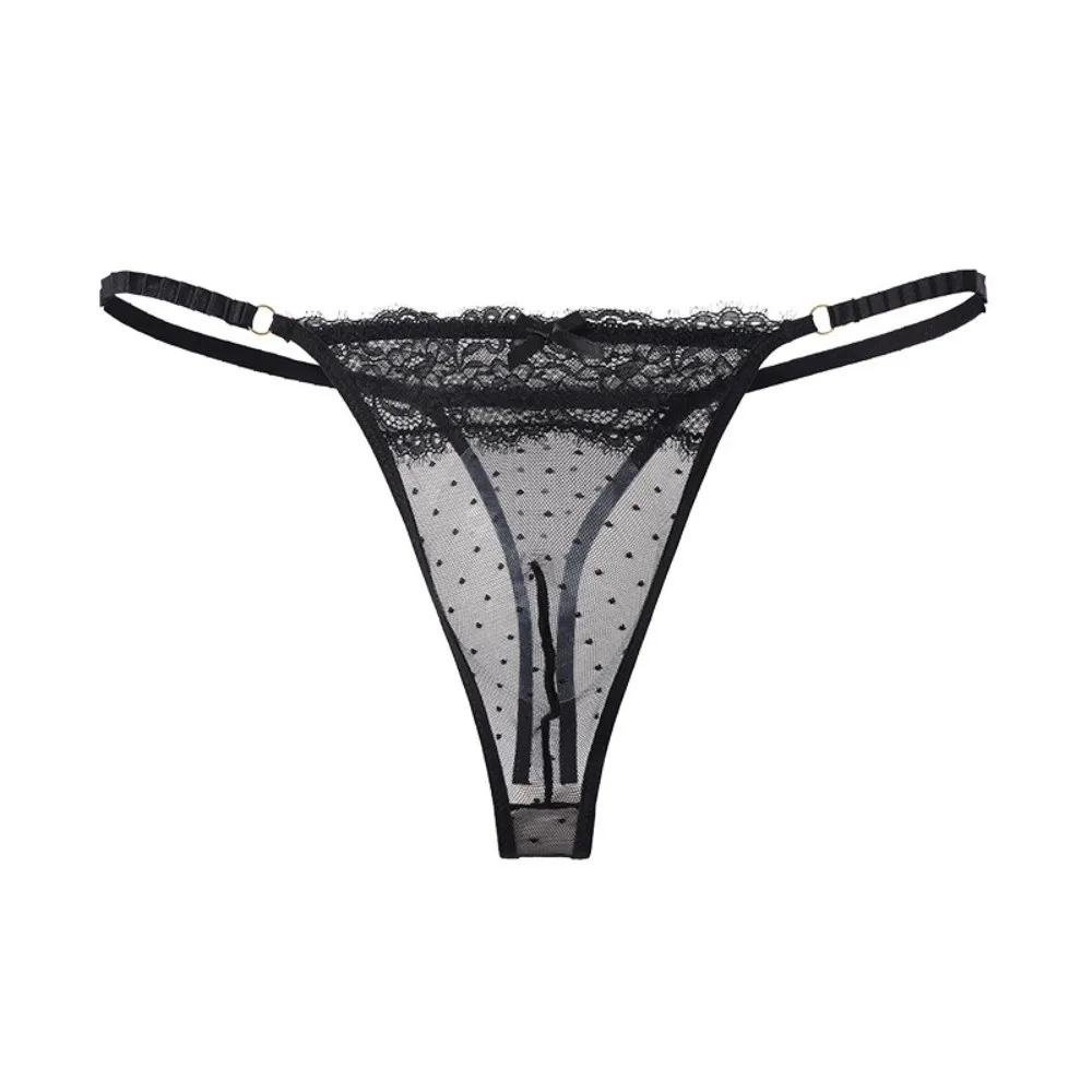 Comfortable Low Waist Men Lace Hollow Thongs Underpants Lace Bow Men's Sheer Lace Panties T-back Thin Mesh Male Briefs Men