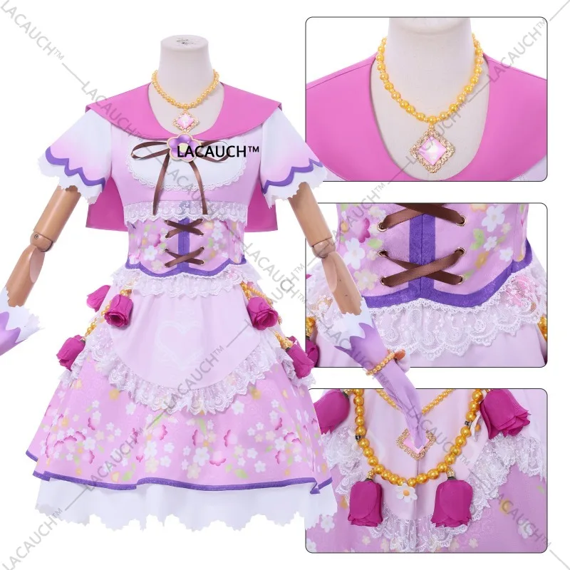 アニメアイカツ星宮いちごコスプレ衣装プリンセスパープルライラックドレスウィッグセットハロウィンパーティープレイ制服女性のためのスカート