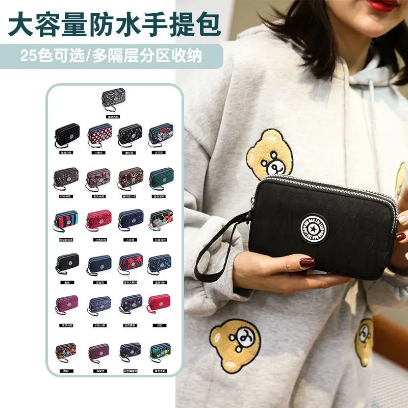 2023 Waterproof Women\'s Three-layer Zipper Coin Wallet Cosmetic Bag Canvas Women Purse Clutch Women\'s Purse Best Phone Wallet