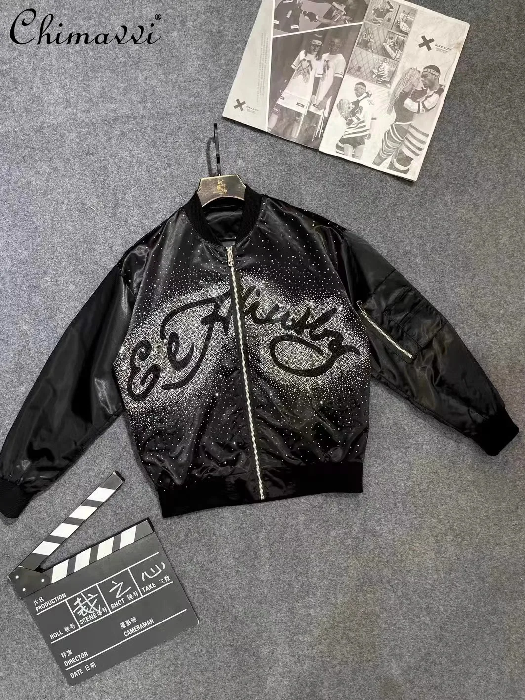 Autumn Fashion Heavy Tiger Head Hot Diamond Jacket High-end Handsome Street Clothing Men's Gypsy Long Sleeve Loose Coat Top