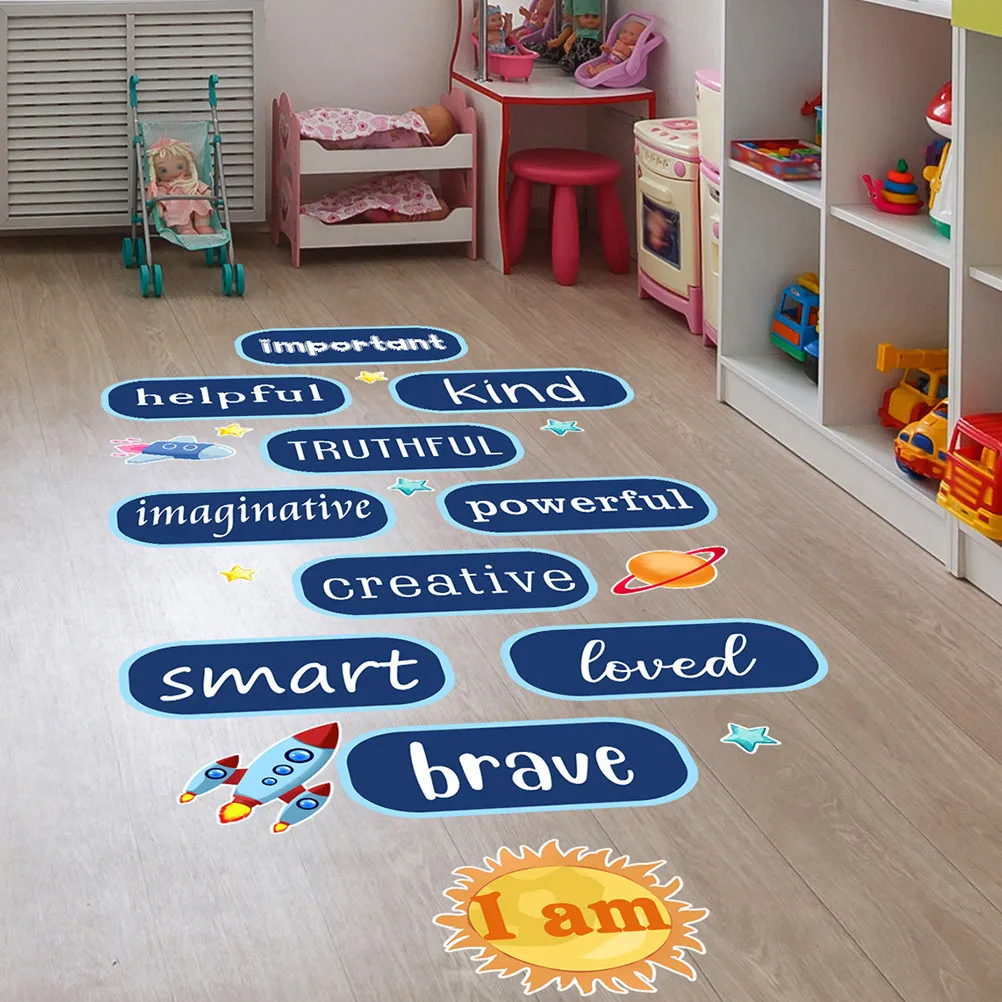 Inspirational Quotes Floor Stickers Self Adhesive Wall Decor Bedroom Nursery Removable Vinyl Decals Kids Room Hopscotch Game