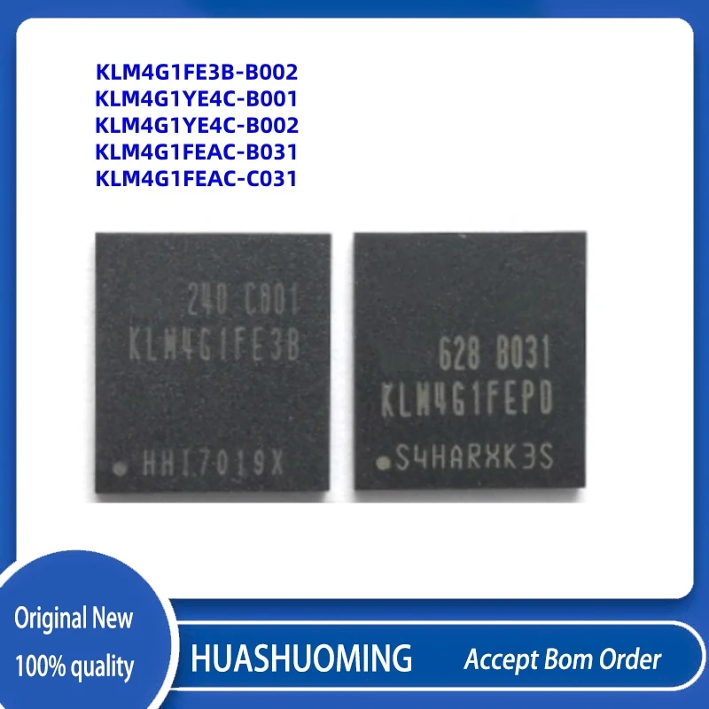 5Pcs/Lot  4GB KLM4G1FEAB-B001 KLM4G1FE3B-B002 KLM4G1YE4C-B001 KLM4G1YE4C-B002 KLM4G1FEAC-B031 KLM4G1FEAC-C031 BGA