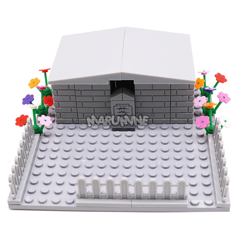 Marumine 96 pièces chiens cimetière scène MOC pierre tombale maison blocs de construction modèle Kit bricolage animaux plante assembler des briques jouet cadeau