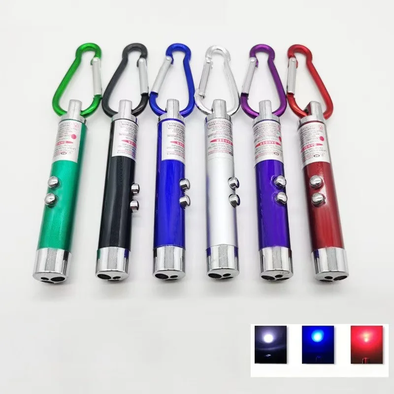 Multifunctional Mini LED Key Ring Torch White Light UV Lamp Red Laser Pocket Flashlight Outdoor Camping Tool