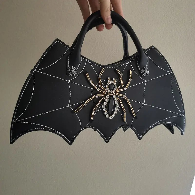 Gothic Punk Y2k Aesthetic Women's Handbags Personality Streetwear Spider Bat Crossbody Bag Vintage Sweet Cool Top-Handle Bags