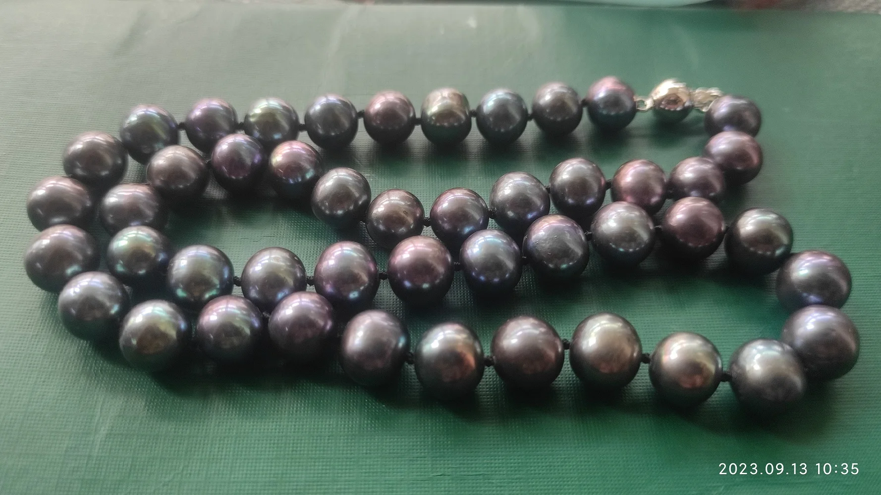 huge10-11MM GENUINE NATURAL black round tahitian PEARL NECKLACE  18 inch