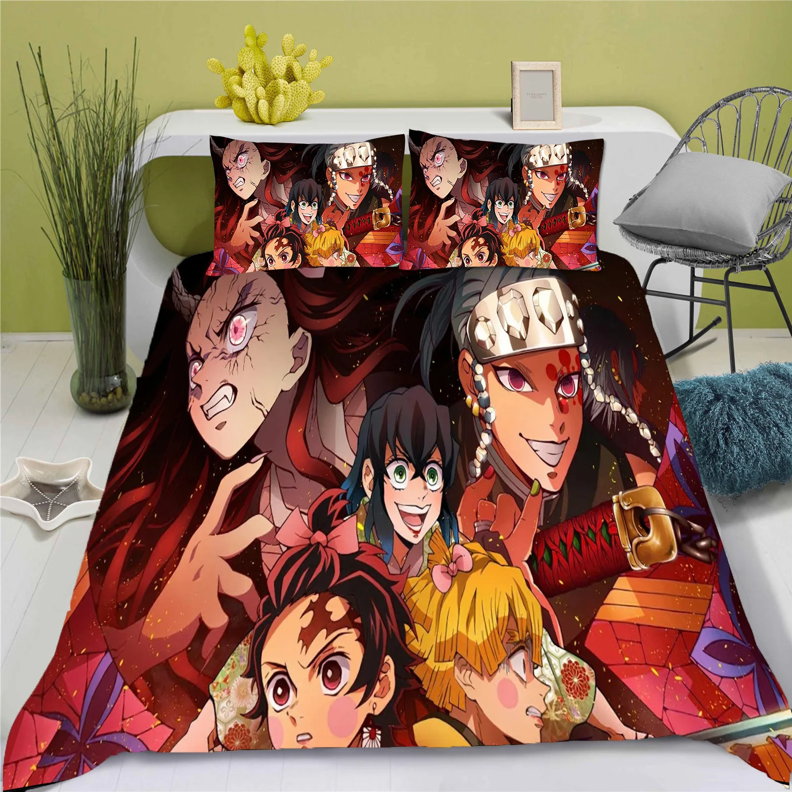 

Demon Slayer: Kimetsu No Yaiba Cartoon Quilt Cover Printed Breathable Bedding Custom Home Baby Bedroom Comforter Children