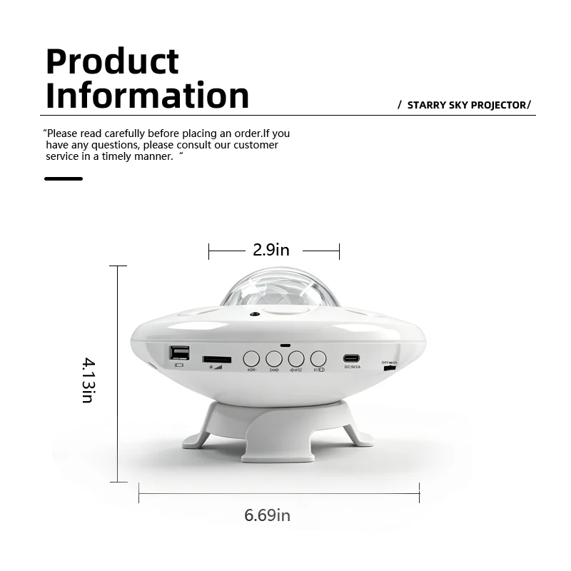 White UFO Aurora Star Projector Bluetooth Speaker Galaxy Night Light Remote RGB Starry Sky Ambient Lamp Bedroom Decor Gift