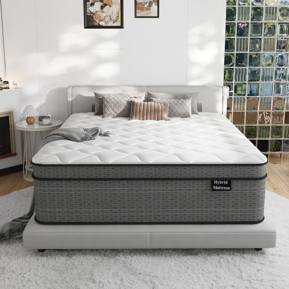 

King Size Mattress, 12 Inch Firm Hybrid King Bed Mattress in a Box, with Gel Memory Foam and Individual Pocket Springs, Motion I