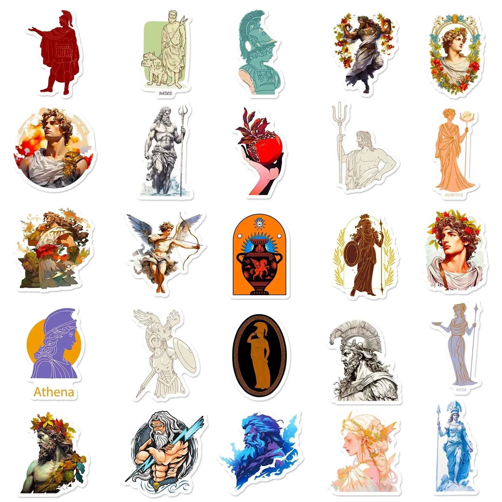 10/50/100PCS Cool Ancient Greek Mythology Cartoon Stickers Vinyl DIY Laptop Scrapbook Bottle Fridge Phone Graffiti Toy Sticker