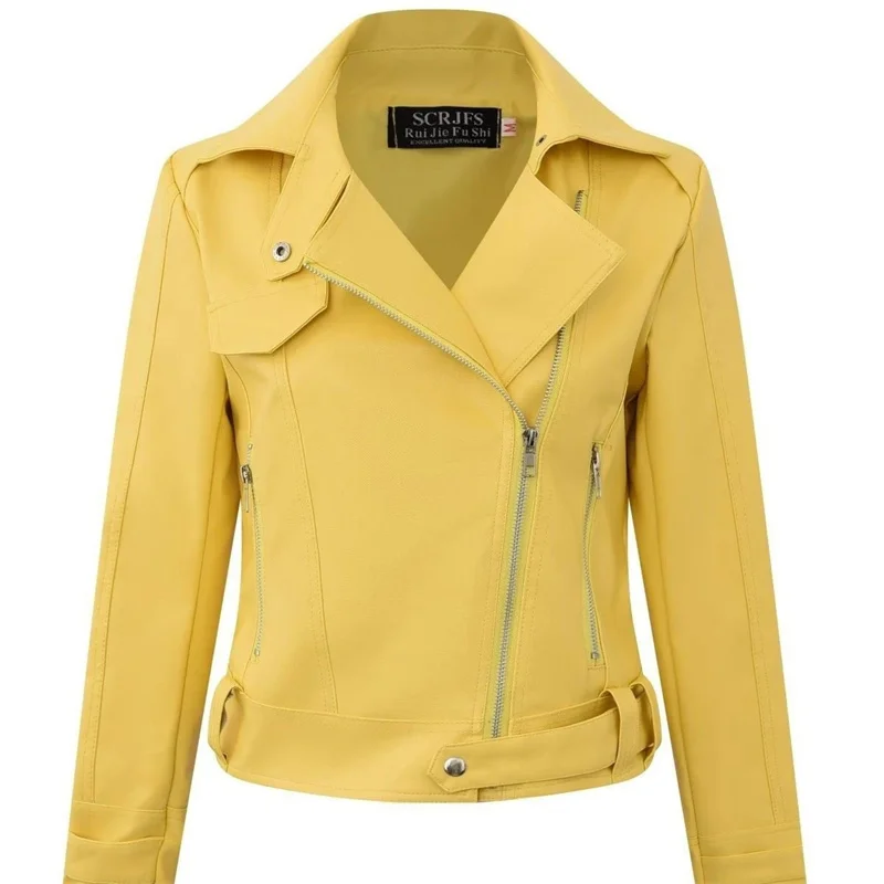 Giacca in pelle da donna Cappotto da moto moda 2025 Nuovo cappotto sottile primavera autunno Top versatile Capispalla in pelle PU femminile