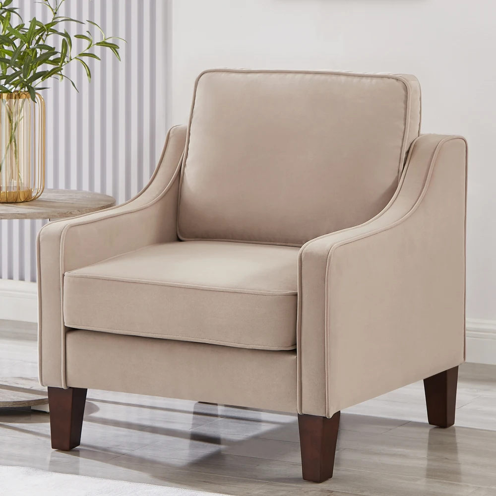 

Modern armchair, single seat sofa chair in living room with wooden legs