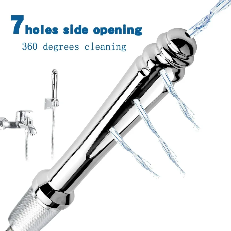 Jeringa de Enema de ducha de Metal para hombre y mujer, Kit de limpieza Anal y vaginal, tapón Anal, Juguetes sexuales, juegos para adultos, producto erótico