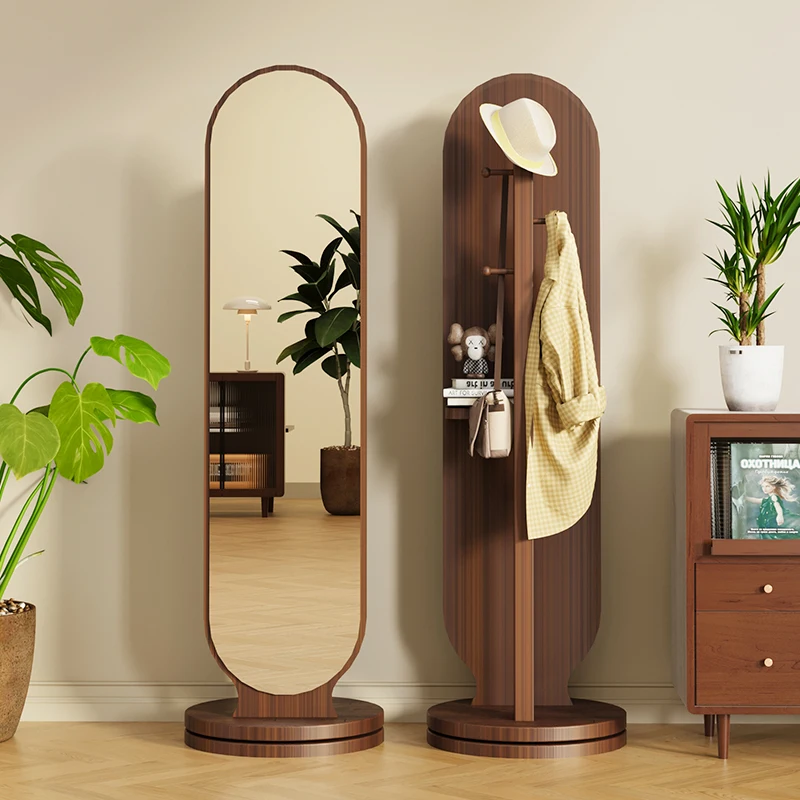 Porte-vêtements multifonctionnel avec miroir pour chambre à coucher, gain de place, pour sacs à main et vêtements, style Mid-Century, mobilier de chambre