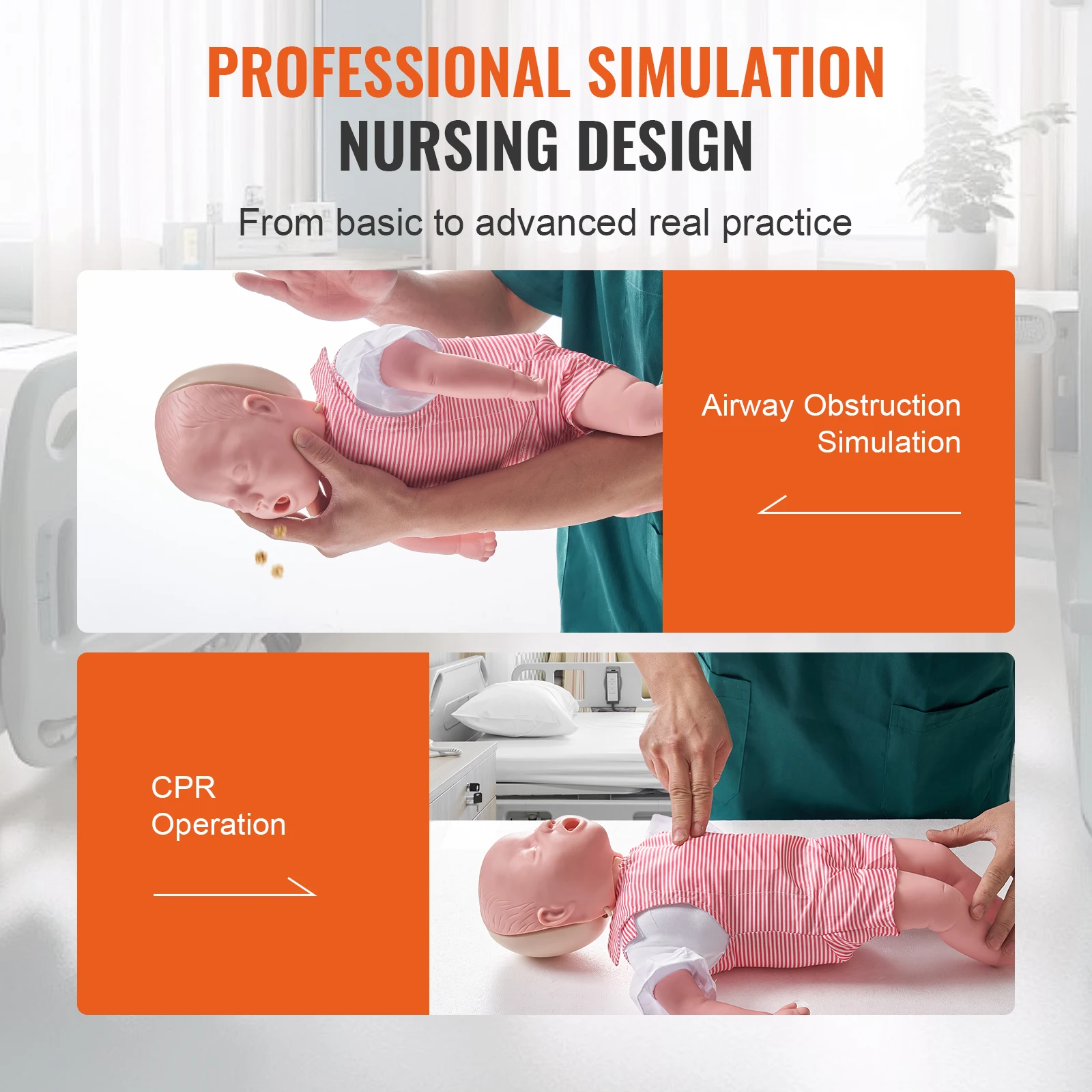 VEVOR-Infantil CPR Training Manequim, Manobra Heimlich e Ressuscitação Cardiopulmonar, Prática Profissional das Vias Aéreas