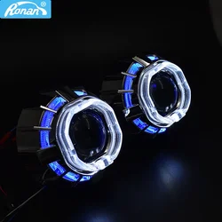 Ronan 2.5inch Bi-xenon Projector Lens Hi/Lo Beam Dual LED Angel Eyes Shrouds Headlight Retrofit Kit for H4 H7 Car Styling