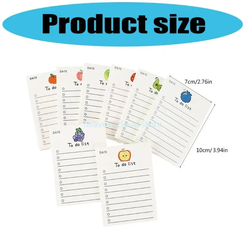 Y88B 8Pcs Fruit Design Note Tearable Notebook Friendly Paper Portable Planner For Office School Journaling