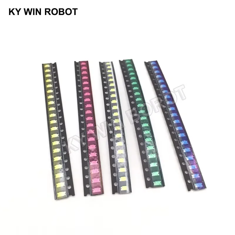 100pcs=5 colors x20pcs 1206 SMD LED light Package Red White Green Blue Yellow 1206 led kit Orange Warm white