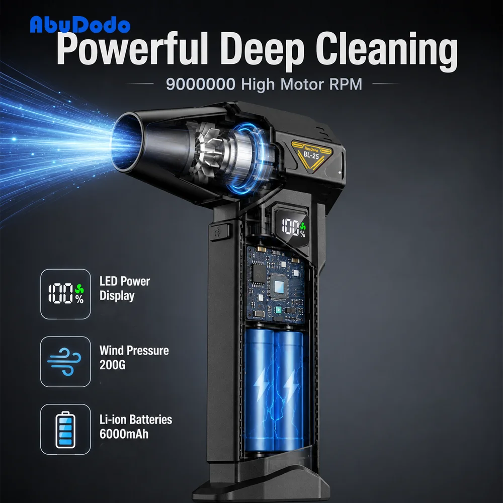 Mini Cordless Turbo Air Blower USB Rechargeable High Power Handheld for Car Interior AC Vent Seat Keyboard Home Dust Cleaning