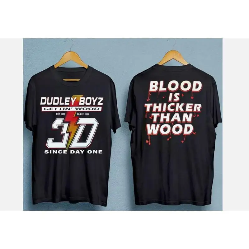 Camiseta negra de 2 lados del luchador Dudley Boyz unisex S 5Xl