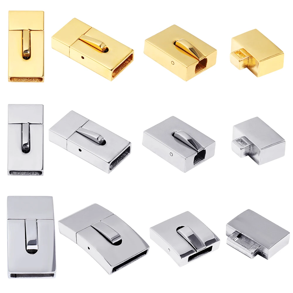 

1Pc/Lot Stainless Steel Buckle Square Snap Clasp Connector For DIY Necklace Leather Bracelet Jewelry Making Supplies Accessories