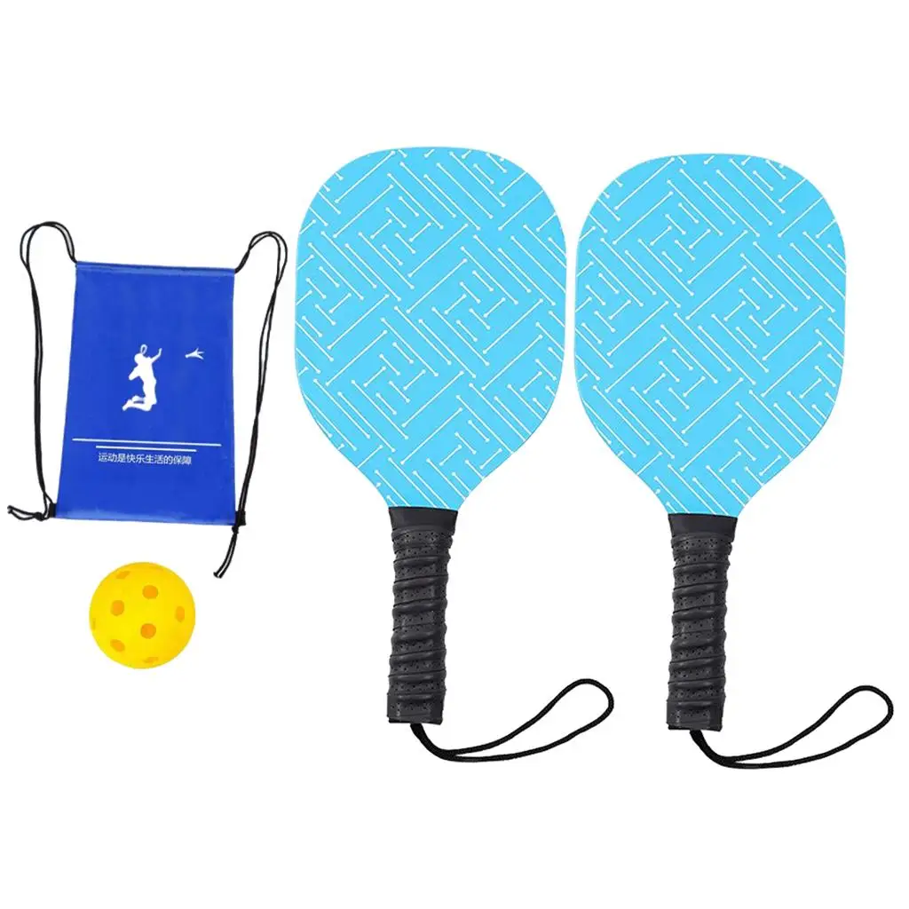 

Wooden Pickleball Paddles Set 1 Yellow Ball Lightweight Comfort Contour Grip for Players