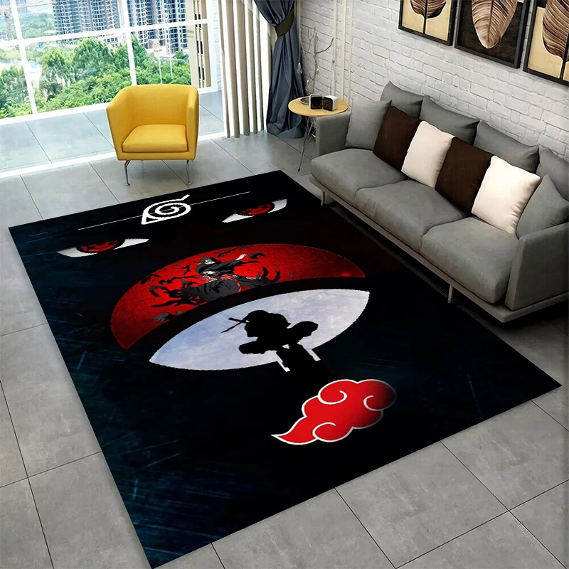 Anime N-Naruto Cartoon Itachi Teppich für Spielzimmer, Schlafzimmer, Wohnzimmer, Sofa, Heimdekoration, Kinderteppich, rutschfeste Bodenmatte, Geschenk