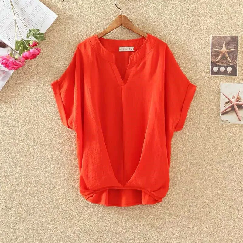 

2025 Flowy Chiffon Shirt for Women - Stylish V-Neck Short Sleeve Top for Summer, Figure Flattering