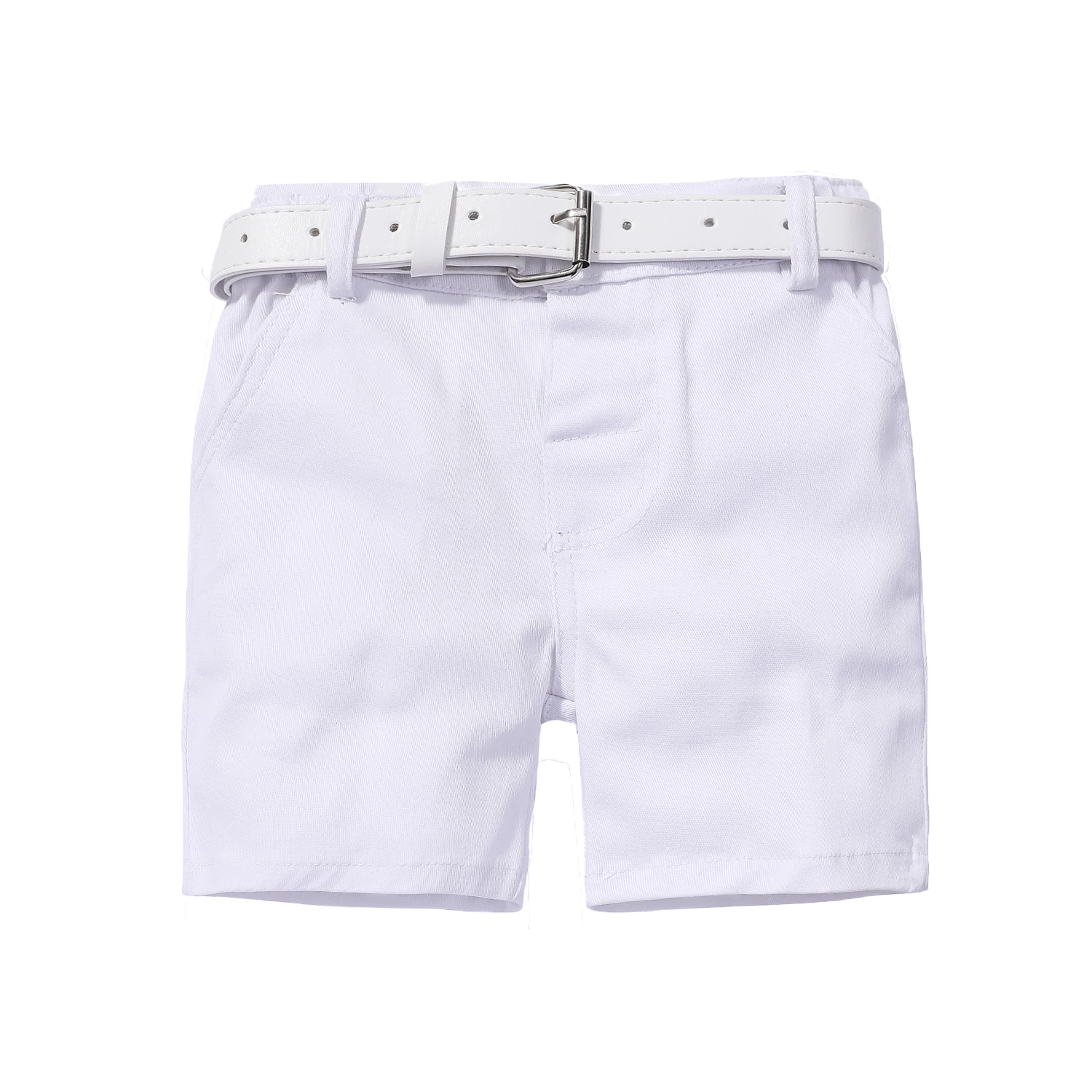 Newborn Daily Shorts for 1-8Y Boys Fashion Yellow +White Shorts With Belt 2 PCS Suit For Birthday Party For Casual Outfit