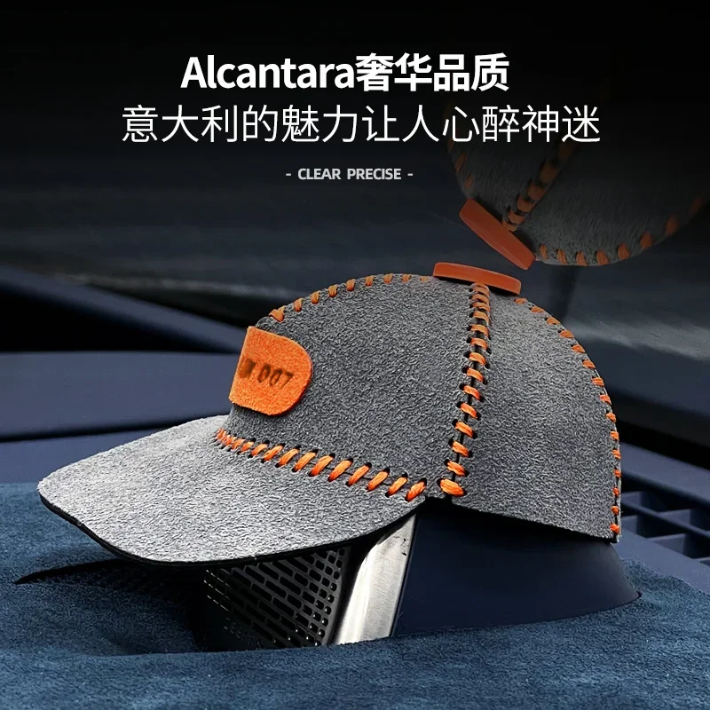 ل ZEEKR 007 أداة السيارة القرن قبعة الزخرفية تعديل الكانتارا الجلد المدبوغ اكسسوارات السيارات الداخلية #5