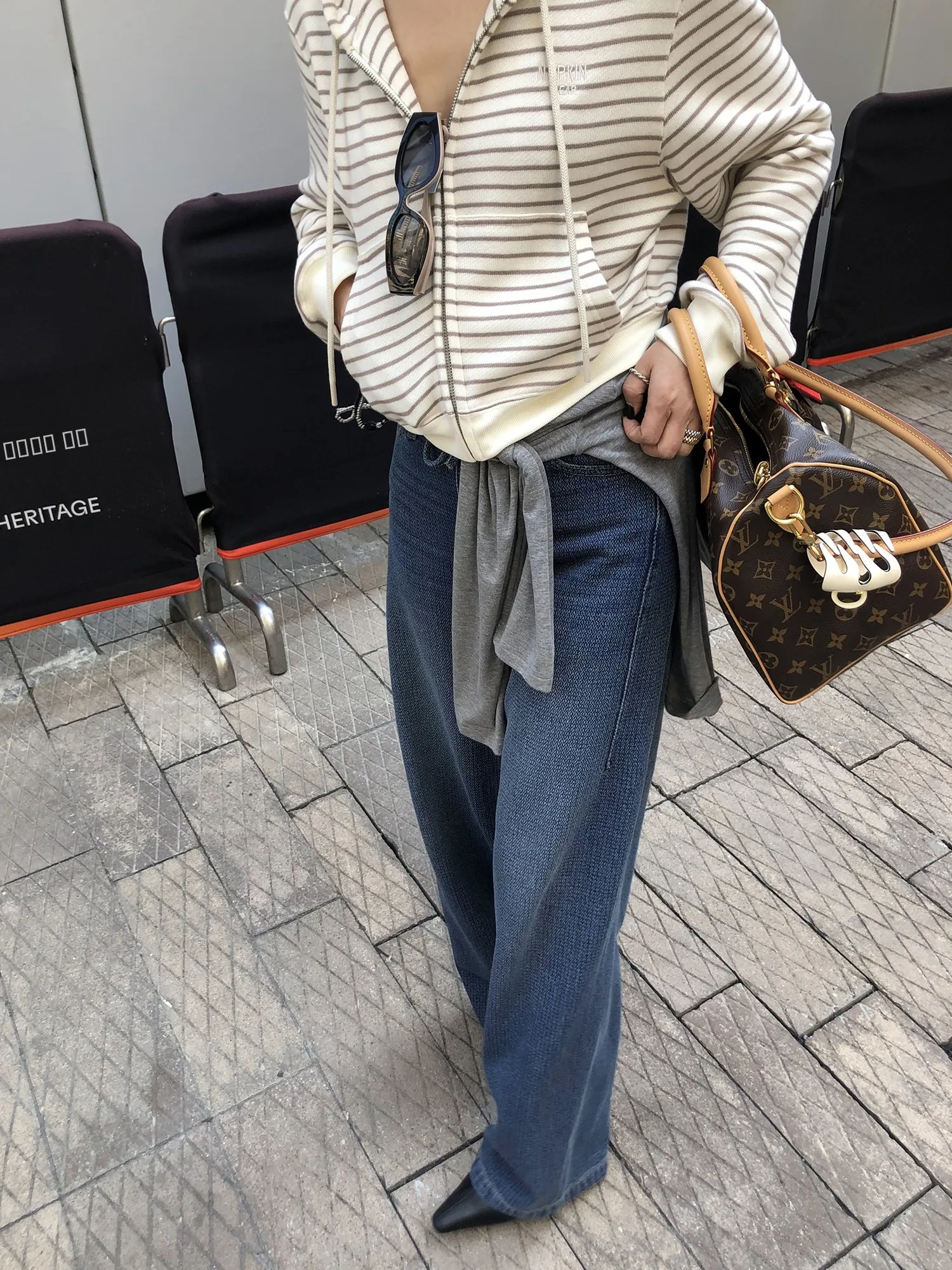 

Джинсы WXLSTUDIO из денима с эффектом выцветания, с высокой талией, широкие штанины, весна-лето, повседневные, для работы, производство Китай