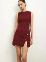 Primavera 2025 nuevo vestido asimétrico sin mangas de Color puro con botones vestido de mujer escote redondo sin marca origen chino