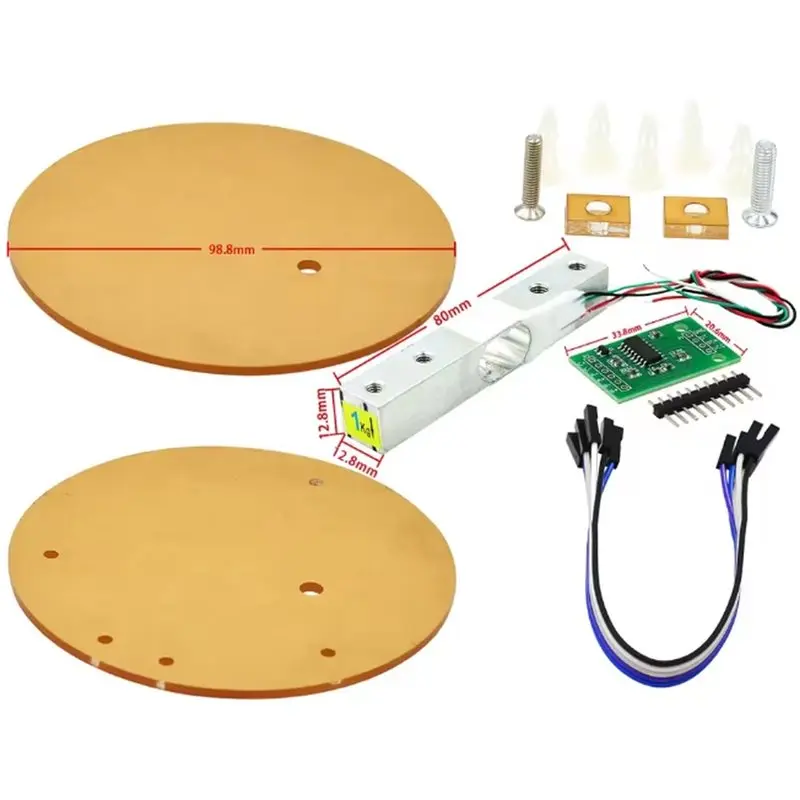 DT51 HX711 AD Converter Breakout Module, Digital Load Cell Weight Sensor 1KG, Portable Electronic Kitchen Scale for Arduino DIY