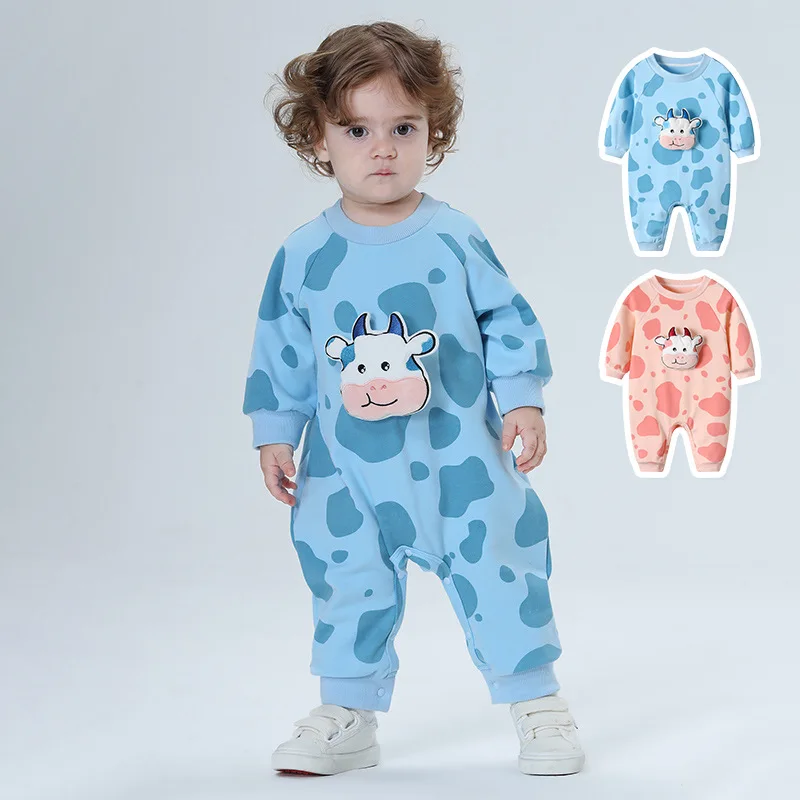 

0-3 Years Newborn Baby Girl Clothes Autumn Lovely Cow Twin Clothing Baby Boy Bodysuits Infant Cotton Long Sleeves Outfits Toddle