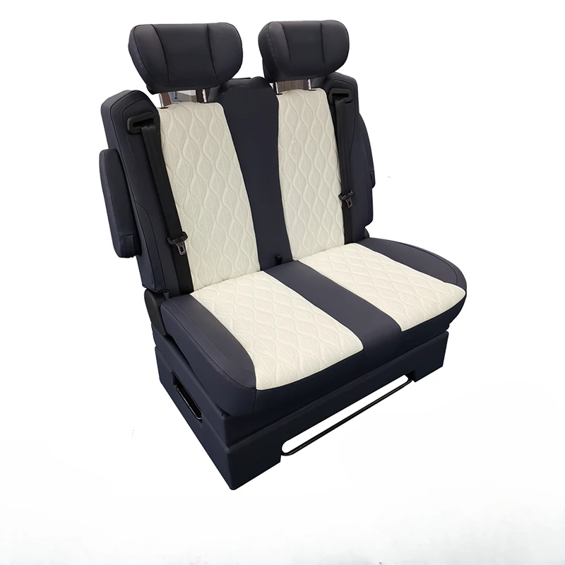 

Motorhome seats for two people modified with adjustable backrest and sliding armrest