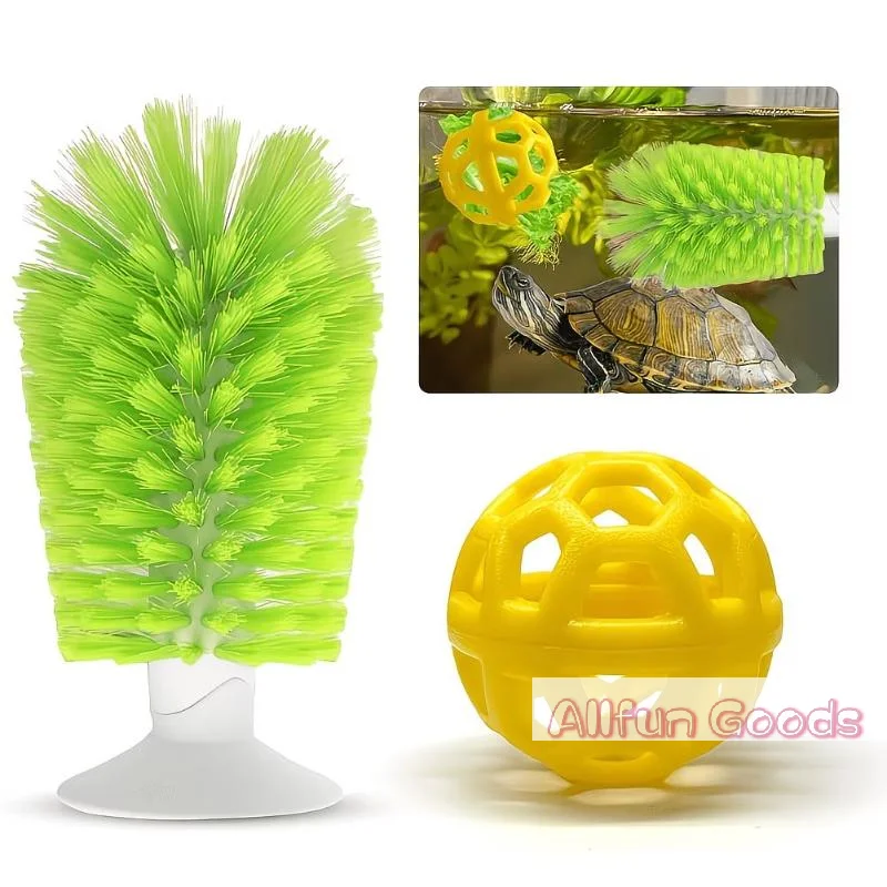 Sucker Turtle Brush Scrubber Turtle Shell Cleaning Brush Turtle Tank Decorations Turtle Feeding Ball Turtle Aquarium Ornaments
