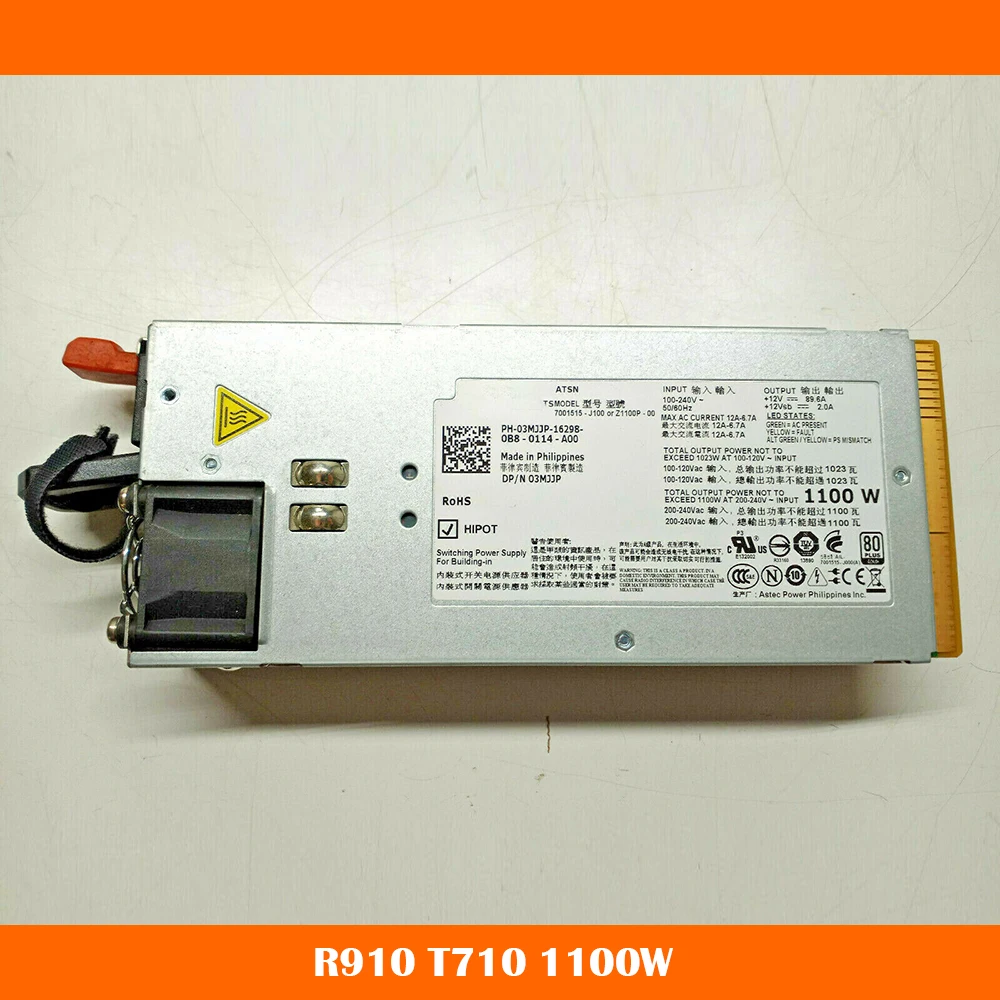 Server Power Supply For DELL R910 T710 TCVRR 0TCVRR 1Y45R 01Y45R 03MJJP 3MJJP 7001515-J100 OR Z1100P-00 MAX 1100W