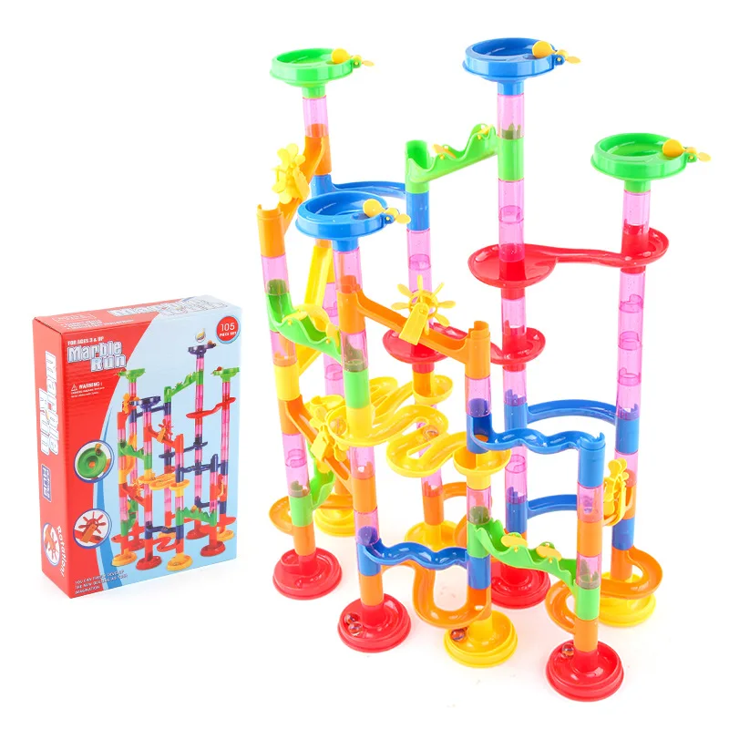 

New children's educational toys catapult ever-changing slide building blocks assembled DIY pipeline