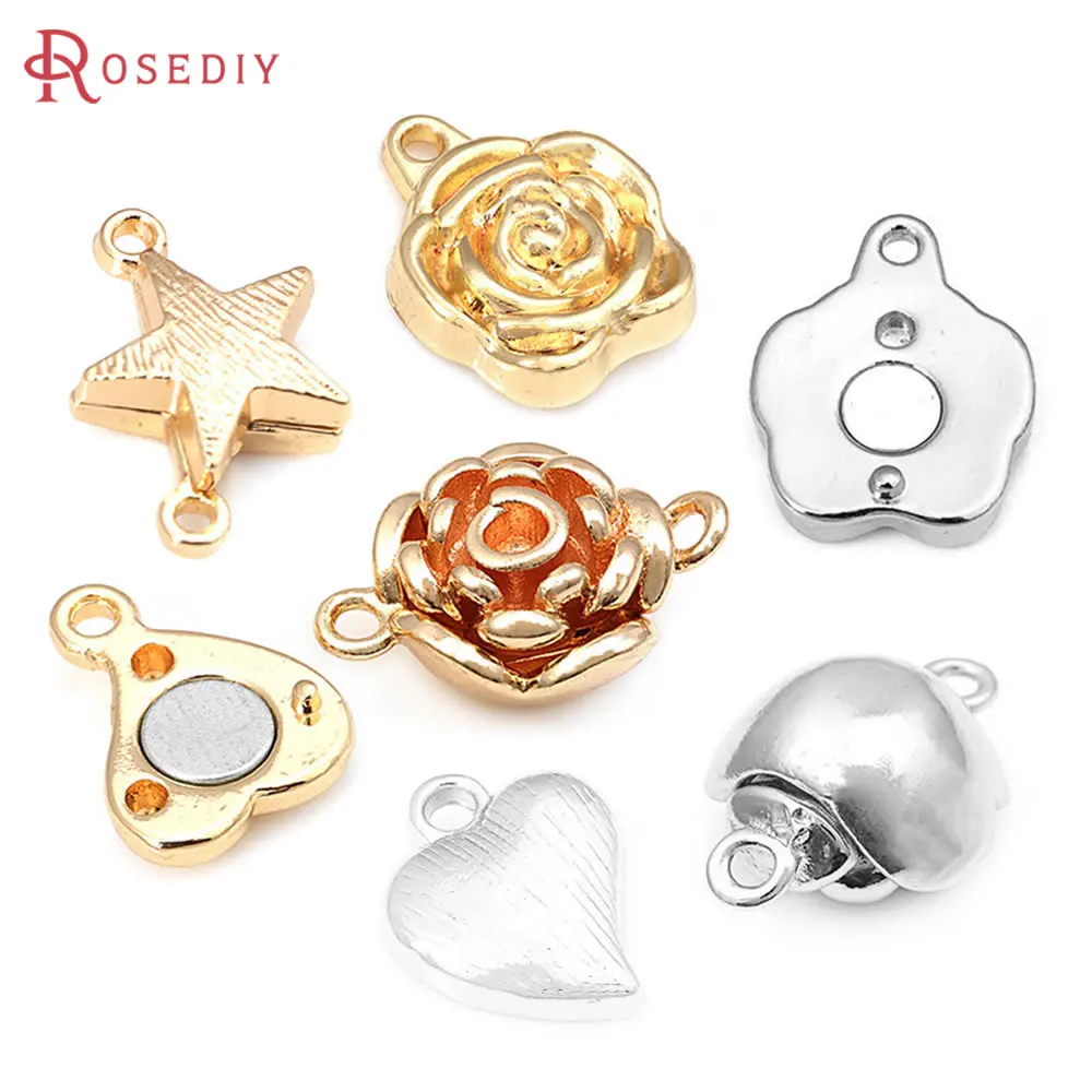 

6 Sets Silver Color Brass Star Magnetic Necklace Bracelets Connect Clasps Jewelry Making Diy Accessories