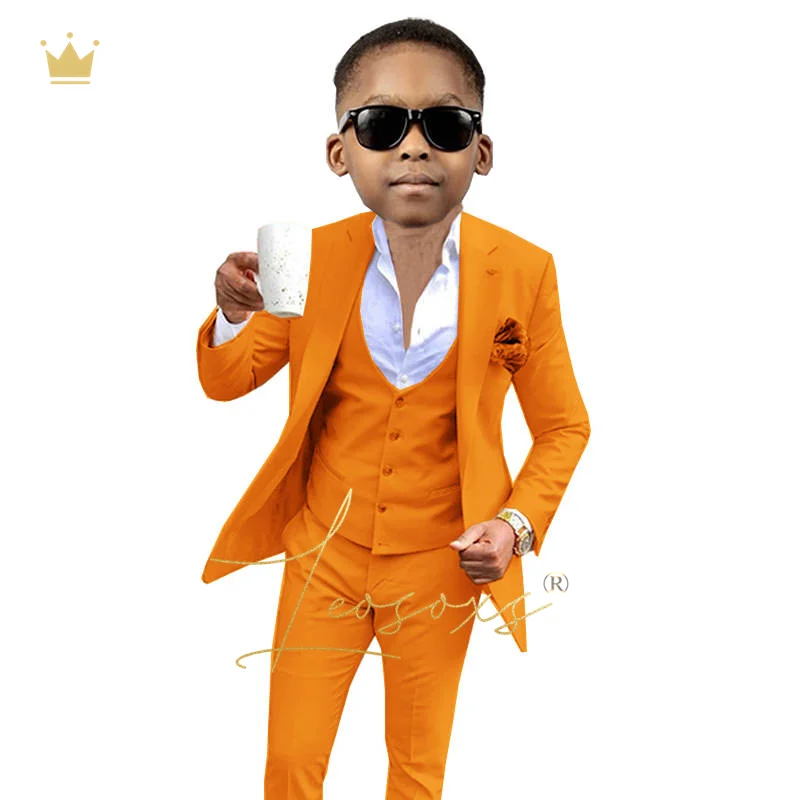 

Boys wedding/dinner orange suit 3-piece suit (jacket + vest + pants) custom 3-16 year old children's tuxedo suit