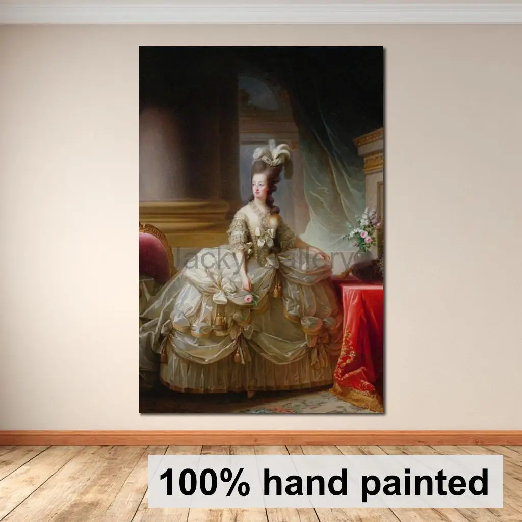 Portrait Marie Antoinette Romantic Classical Portrait  Oil Painting Hand Painted Graceful Woman Art Canvas Bedroom Wall Decor